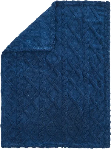 Vista 3 de KMUSET Manta Azul para Niños y Niñas 30 x 40 pulgadas, Suave Acogedora Difusa Envolvente Manta de Tiro Jacquard 3D, Azul Marino