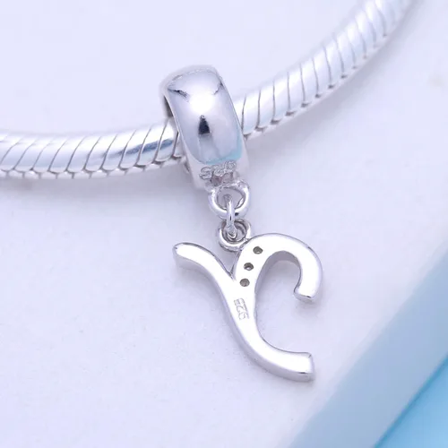 Vista 106 de ABUN Abalorio de plata de ley 925 con letra A a la Z, espaciador de inicial, con circonita cúbica transparete colgante, auténtica, para pulseras