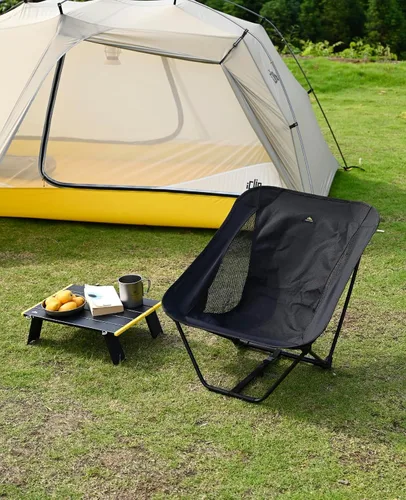 Vista 7 de iClimb - Mesa plegable ultraligera y compacta de mini playa y picnic de aluminio con bolsa de transporte, dos tamaños (negro - S) con bolsa