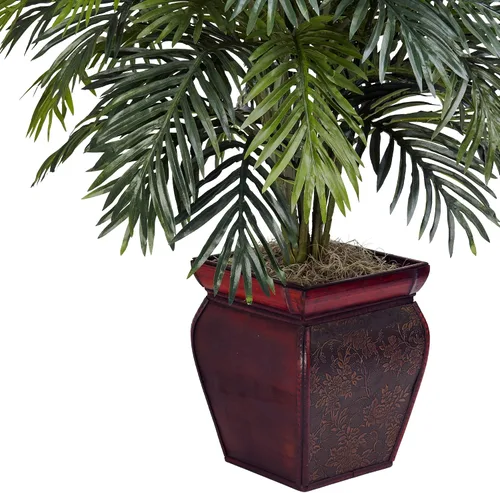 Vista 3 de Nearly Natural Areca con maceta decorativa planta de seda