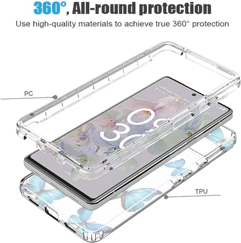 Vista 3 de Funda para Pixel 6A, (no compatible con Pixel 6) GX7AS con protector de pantalla de vidrio templado, suave 360 cuerpo completo a prueba de golpes