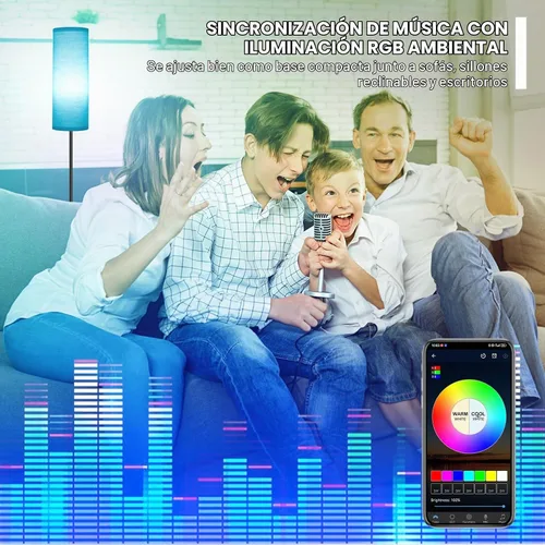 Vista 4 de FRIDEKO HOME Lámpara de pie, iluminación ambiental que cambia de color para sala de estar, dormitorio, lámpara de pie con aplicación y control