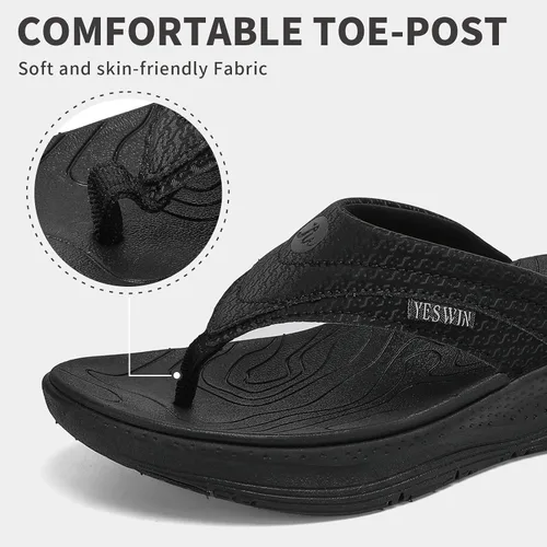 Vista 5 de Chanclas de plataforma ortopédicas para mujer con soporte de arco, sandalias de pata de gallo cómodas para recuperación, para caminar, con cierre