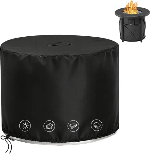 Vista 16 de Cubierta rectangular para fogata, impermeable, para mesa de fuego de gas propano al aire libre, 28 pulgadas de largo x 28 pulgadas de ancho x 24