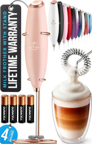 Vista 45 de Zulay Kitchen Potente varita espumadora de leche con 2 baterías Duracell – Mezclador de bebidas portátil ultrarrápido – Máquina de espuma eléctrica