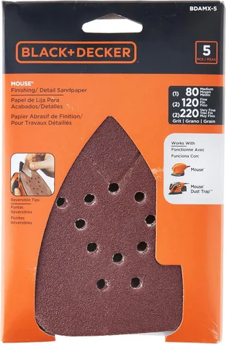 Vista 2 de BLACK+DECKER BDAMX-5 Mouse - Papel de lija surtido, paquete de 5