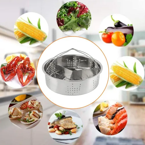 Vista 8 de Cesta de vapor para olla instantánea, cesta de vapor de verduras de acero