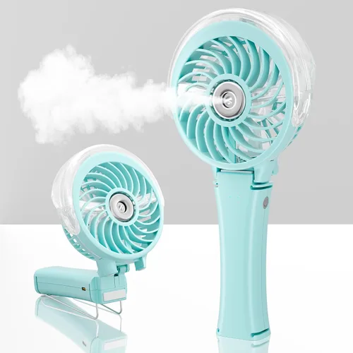 Vista 9 de HandFan Ventilador de nebulización portátil mejorado, ventilador de niebla personal recargable, ventiladores de niebla de agua en aerosol, mini Beige
