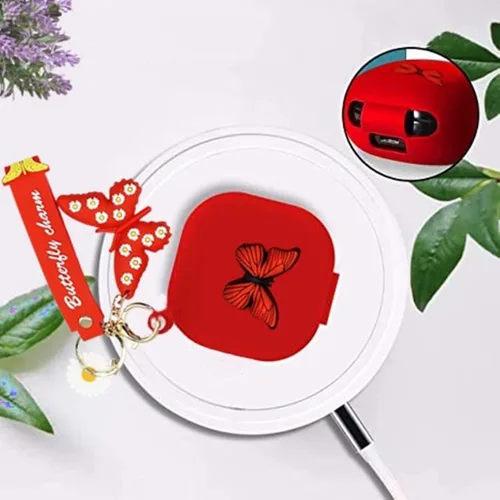 Vista 2 de Funda para Samsung Galaxy Buds2 Pro Case/Buds 2/Galaxy Buds Pro Live Case Cute Butterfly Silicone Earbuds Funda protectora con llavero para mujeres