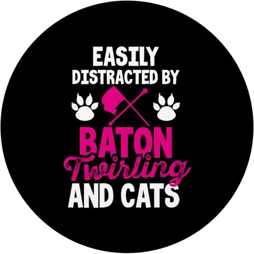 Vista 3 de Fácilmente distraído por Baton Twirling and Cats Majorette Twirl PopSockets intercambiables PopGrip