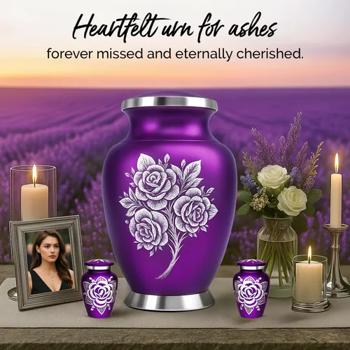 Vista 6 de Urnas de cremación para cenizas humanas adultas – Urna funeraria para mujeres cenizas con juego de recuerdo – Elegantes urnas conmemorativas