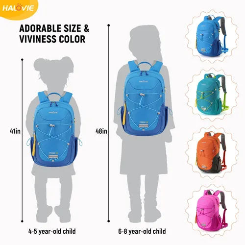 Vista 5 de HALOVIE Mochila de viaje pequeña para niños, mochila preescolar, mochila escolar al aire libre, jardín de infantes, niños y niñas