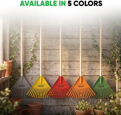 Vista 8 de Rastrillo de hojas, recolector de hojas grises para niños, paquete a granel, rastrillo de jardinería, paquete de 24 rastrillos de plástico con mango