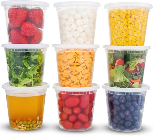 Vista 10 de Durahome – Recipientes de plástico deli con tapas, calidad premium, apto para microondas, transparente almacenamiento de alimentos, contenedor