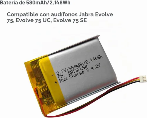 Vista 2 de AOLIKES - Batería de repuesto para auriculares Jabra Evolve 75 Bluetooth, batería Evolve 75 UC, repuesto de batería Evolve 75 SE, AHB572535PST