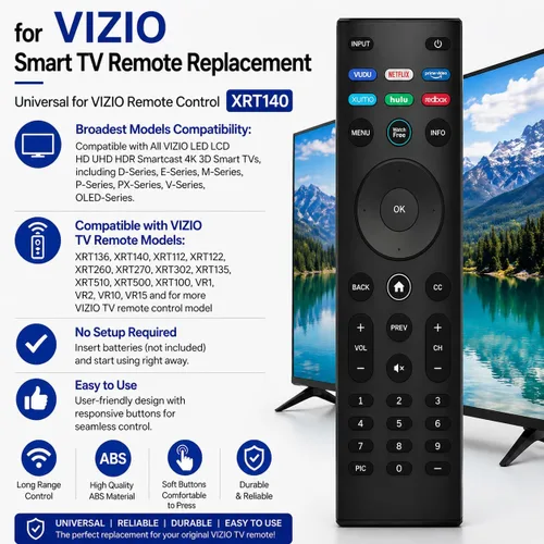 Vista 3 de Reemplazo universal de control remoto VIZIO - D, M, P, V Series LED LCD HD 4K UHD HDR Smart TV