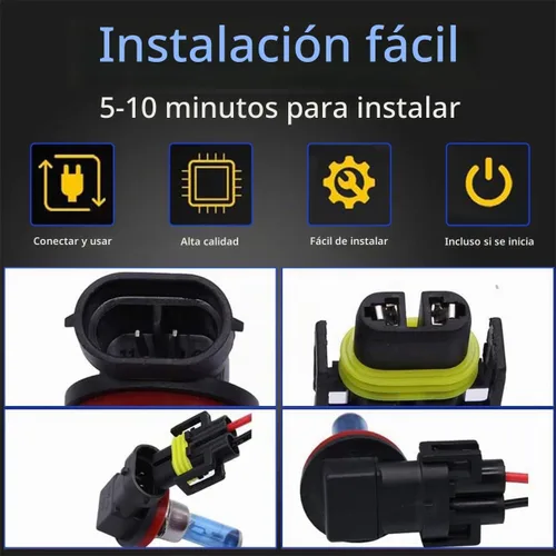 Vista 5 de Kewucn 2 piezas H8/ H9/ H11 adaptador hembra para coche, arnés de cableado, conectores de cable, universal para faros o luces antiniebla, arnés