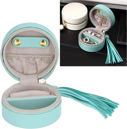 Vista 3 de TOPINCN Joyero de viaje para anillos, caja de almacenamiento de aretes, caja de almacenamiento portátil con cremallera, caja de almacenamiento