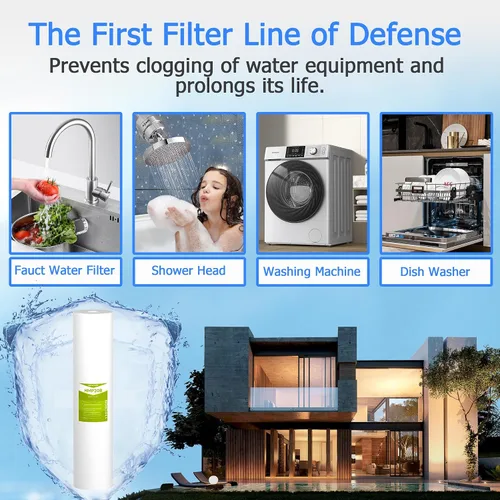 Vista 7 de Cartucho de filtro de agua para toda la casa de 1 micrón, filtros de sedimentos para agua de pozo, reemplazo universal para cualquier carcasa grande