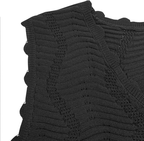 Vista 4 de Sunborui Camiseta corta de malla transparente sin mangas con cuello en V y encaje sexy para mujer