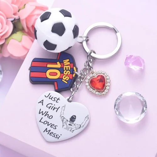 Vista 5 de Messi Merchandise - Llavero de pelota de fútbol, regalos para fanáticos, adolescentes, niñas, hijas, mujeres, lindos llaveros