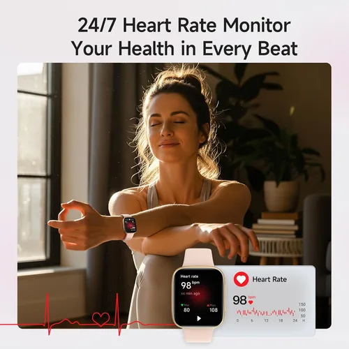 Vista 4 de Reloj inteligente para mujeres, pantalla AMOLED ultra clara de 1.85 pulgadas, smartwatch compatible con iPhone/Samsung/Android, rastreador