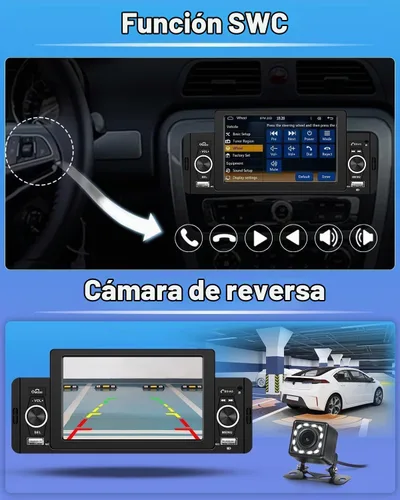 Vista 2 de Hikity Estéreo de coche de 5 pulgadas de un solo DIN Apple Carplay estéreo Android Auto, pantalla táctil Car Play Radio Bluetooth, Mirror Link
