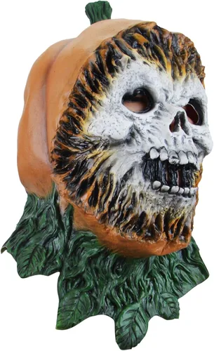 Vista 4 de Máscara de calavera de calabaza, cabeza de calabaza, máscara de calabaza, máscara de calabaza de látex para adultos