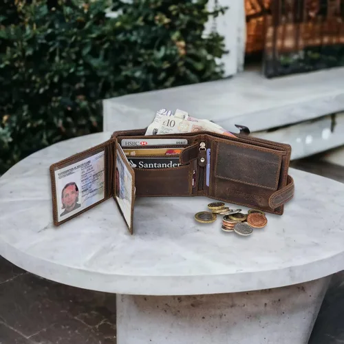 Vista 4 de StarHIDE - Cartera de piel con bloqueo RFID para hombre, con ventana de identificación y monedero, color marrón