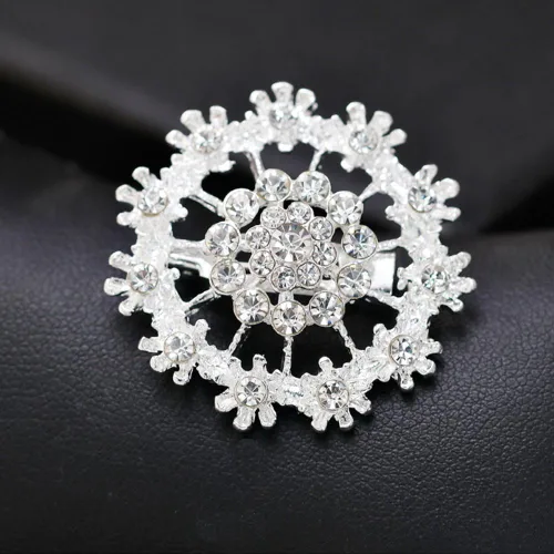 Vista 5 de Broche de boda bañado en plata con estrás, 12 piezas.