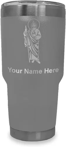 Vista 37 de LaserGram Vaso aislado al vacío de 20 onzas, Saint Jude, grabado personalizado incluido (negro)