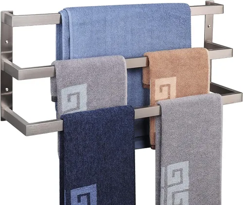 Vista 12 de NearMoon Toallero de baño, soporte para toallero, estante cuadrado, toalla colgante para baño, toallero grueso de acero inoxidable SUS304 montado