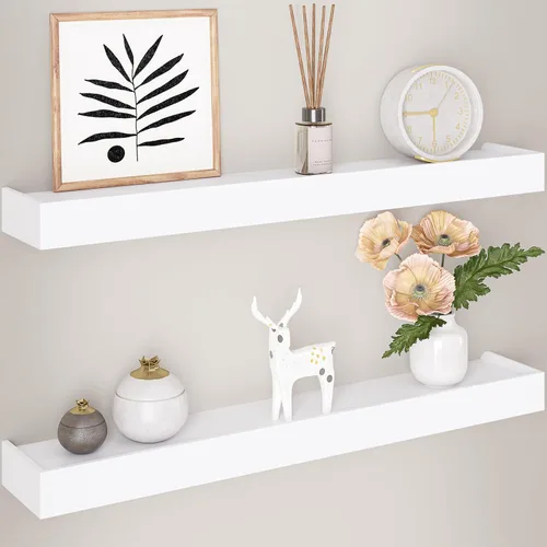 Vista 10 de Ballucci Estantes flotantes modernos de 24 pulgadas, juego de 2 repisas de madera para montaje en pared de guardería, sala de estar, baño, cocina