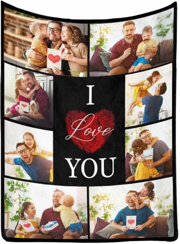 Vista 9 de MyPupSocks Manta personalizada para mamá, regalos personalizados para mamá, manta de cama con fotos, regalos de cumpleaños para mujeres, mamá