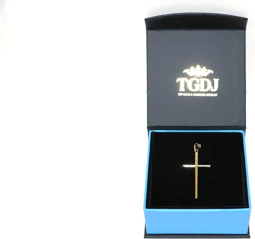 Vista 4 de Colgante de cruz grabado de Jesús de oro amarillo de 14 quilates acabado pulido con dije de crucifijo símbolo espiritual hecho a mano joyería fina