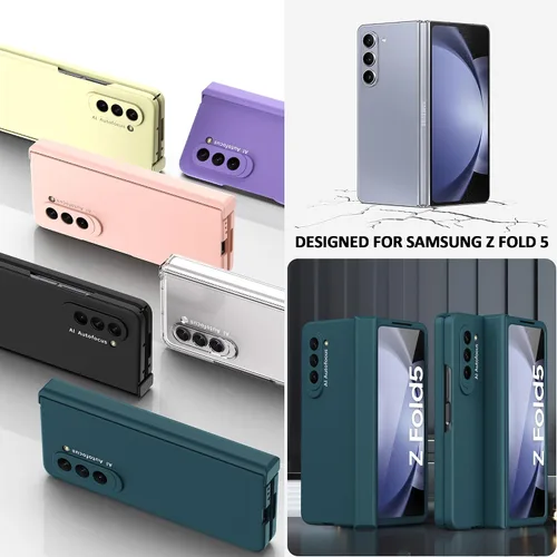 Vista 7 de Funda diseñada para Samsung Galaxy Z Fold 5 con protección de bisagra, funda rígida ultrafina de PC Fold 5 con protector de pantalla frontal, funda