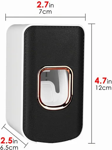 Vista 4 de Soporte de plástico para cepillos de dientes de 2 ranuras y dispensador de pasta de dientes montado en la pared, exprimidor automático de pasta