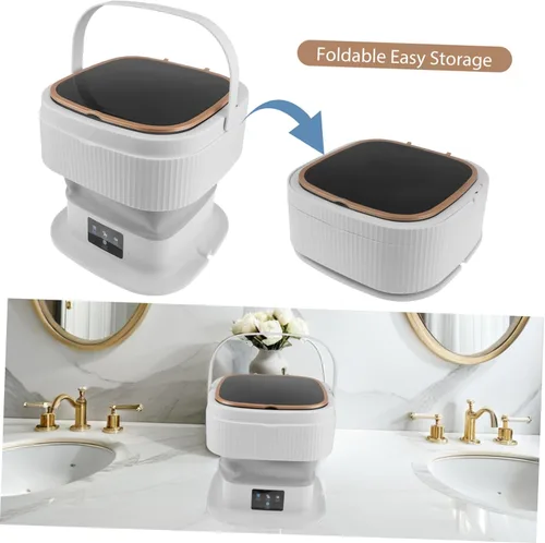 Vista 3 de Mikinona Mini lavadora portátil con secadora giratoria para ropa, ropa interior, calcetines, limpieza profunda compacta, lavadora de lavandería