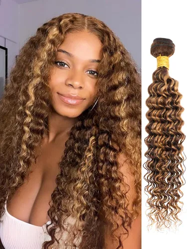 Vista 53 de Cabello Humano Rizado Castaño Rojizo, Trama Gruesa Castaño Cobrizo Rojo Coloreado Ondas Profundas Paquetes Individuales Cabello Humano 12A Tejido
