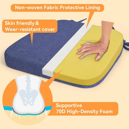 Vista 3 de Millsilo Juego de 2 cojines para sillas de interior, fundas de asiento de cocina en forma de D, cojines de asiento de respaldo para sillas