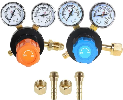 Vista 7 de findmall CGA 540 Regulador de oxígeno para la gama de entrega del indicador de gas de soldadura 145PSI