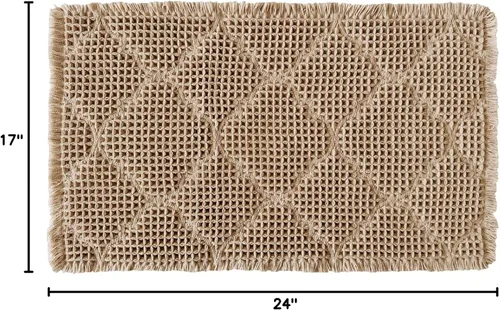 Vista 2 de ZALL Tapete de baño de punto gofre, súper absorbente, antideslizante, color marrón, 17 x 24 pulgadas, patrón geométrico de diamante, lavable a