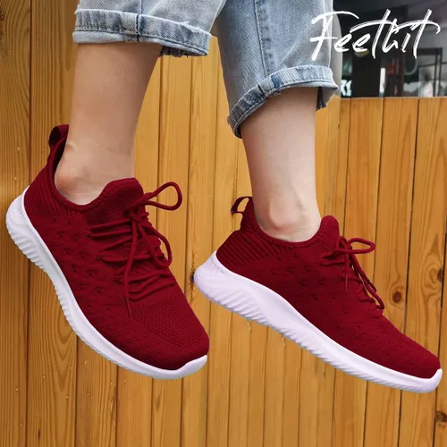 Vista 6 de Feethit - Tenis para mujer antideslizantes, transpirables y ligeros para hacer ejercicio, caminar, correr e ir al gimnasio