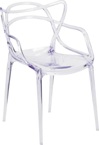Vista 9 de Flash Furniture Josh - Juego de 4 sillas laterales apilables transparentes de la serie Nesting