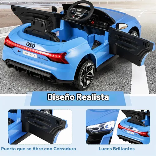 Vista 6 de OLAKIDS Audi RS e-tron GT - Vehículo eléctrico con licencia de 12 V para niños, con control remoto, juguete alimentado por batería para niños Azul