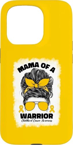 Vista 14 de Mama of A Warrior Messy Bun Mom Childhood Cancer Awareness Case for iPhone 17
