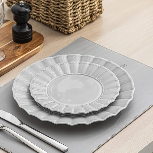 Vista 6 de HOMBENE Juego de vajilla, 12 piezas de platos y tazones para 4, juego de vajilla moderno de cerámica para fiesta, juego de vajilla de porcelana