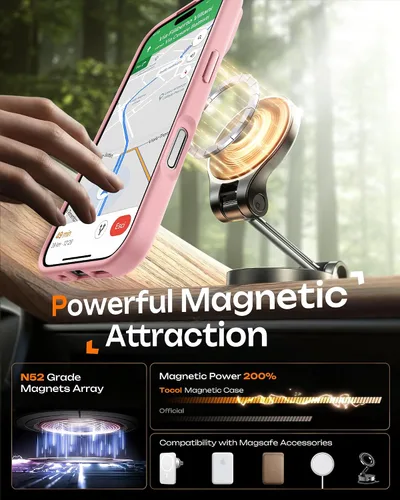 Vista 159 de TOCOL Funda para iPhone 11, compatible con Magsafe, protección completa de cámara, imanes integrados, protección contra caídas, funda translúcida