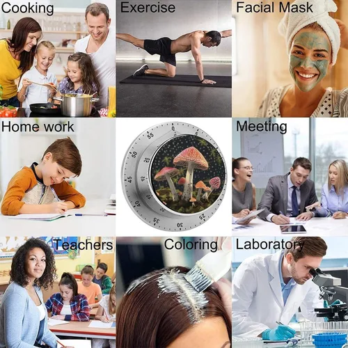 Vista 6 de Echanical - Temporizador de cocina de 60 minutos, temporizador de viento de hongos, temporizador de cocina de chef con alarma fuerte, no requiere