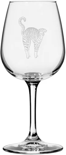 Vista 168 de Copa de vino de 12.75 onzas con temática de gato abisinio grabada para todo uso